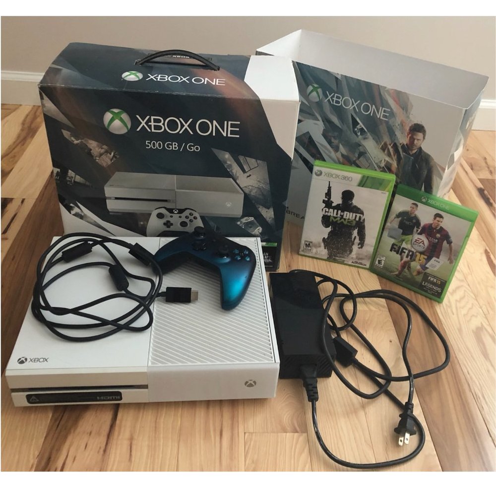 Microsoft XBox One 500 GB Video Game Console, white, original box, pre-owned